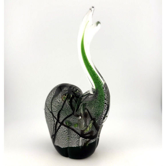 Millefiori Elephant Blown Glass Millefiori Trunk Up Paperweight 8" CHIPPED EAR - Picture 9 of 15